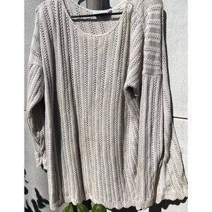 Vintage Cotton Forever Women's Sz Large Khaki Light Brown Long Sleeve Sweater